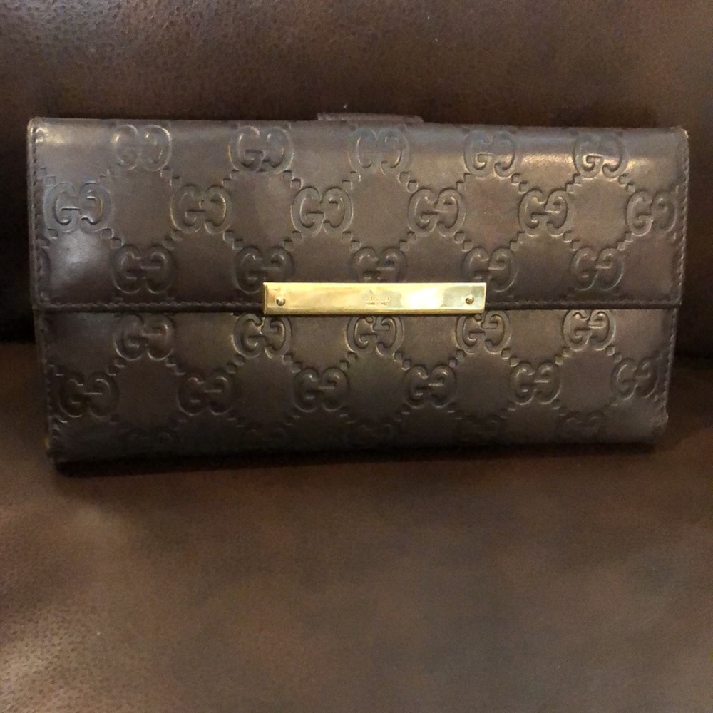 GUCCI GG Guccissima Brown Lambskin Continental Bifold Wallet with Coin Section - Picture 15 of 16